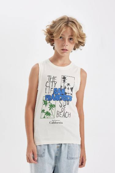 Boy Crew Neck Printed Sleeveless T-Shirt