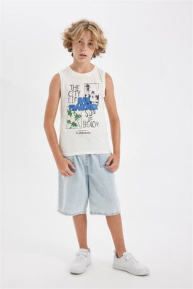 Boy Crew Neck Printed Sleeveless T-Shirt