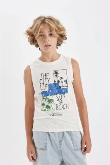 Boy Crew Neck Printed Sleeveless T-Shirt