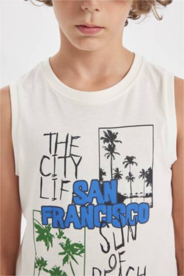 Boy Crew Neck Printed Sleeveless T-Shirt