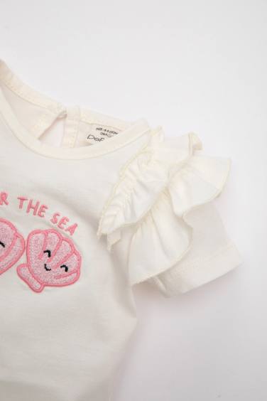 Baby Girl Printed Snap Body Shorts Hat Muslin 3 Piece Set