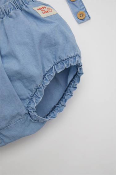 Baby Girl Short Sleeve T-Shirt Denim Jumpsuit 2 Piece Set