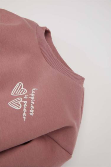 Baby Girl Printed Sweatshirt Elastic Waist Sweatpants 2 Piece Set