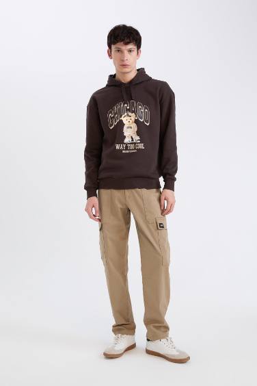 Boxy Fit Kapüşonlu Baskılı Sweatshirt