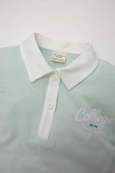 تيشيرت بيبي بناتي نص كم بطبعة شعار قصة عادية