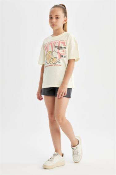 Girl Relax Fit Crew Neck Printed T-Shirt