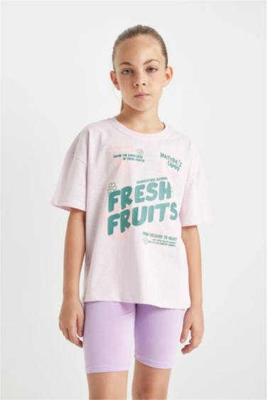 Girl Relax Fit Crew Neck Printed T-Shirt