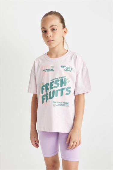 Girl Relax Fit Crew Neck Printed T-Shirt