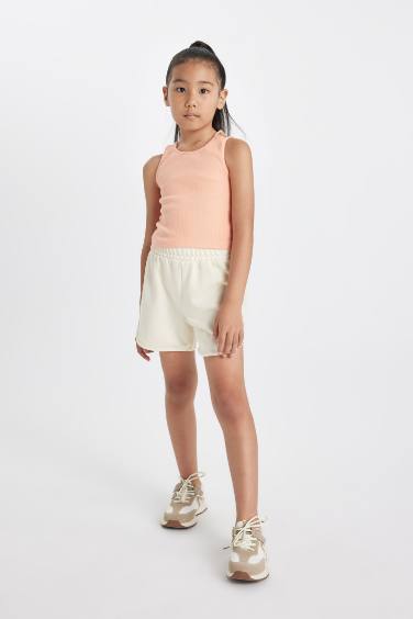 Girl Crew Neck Basic Crop Top