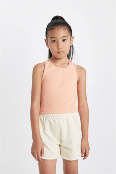 Girl Crew Neck Basic Crop Top