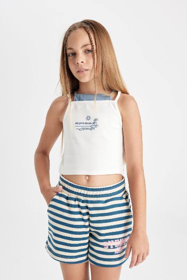 Girl Crew Neck Printed Tank Top