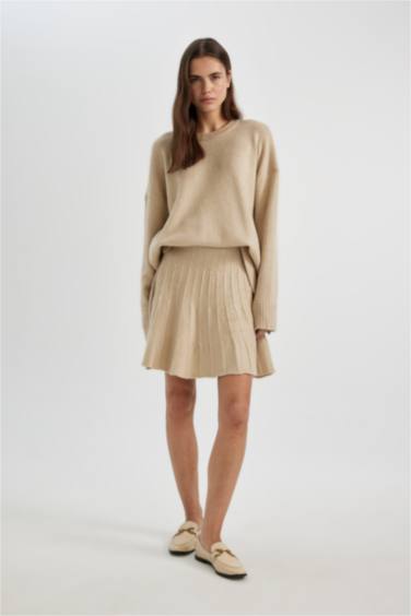 Ensemble en maille de 2 pièces, Top à manches longues et jupe à Coupe relax