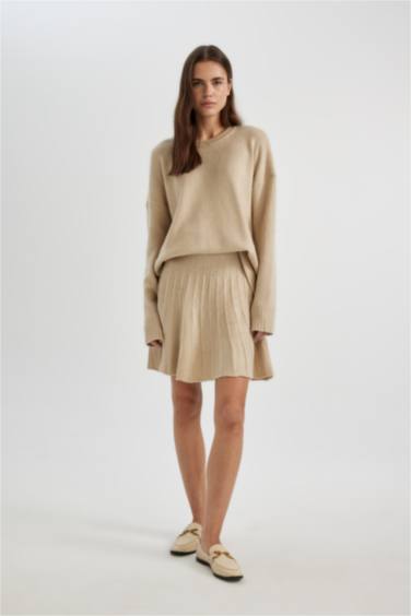 Ensemble en maille de 2 pièces, Top à manches longues et jupe à Coupe relax
