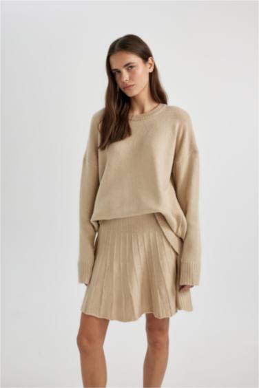 Ensemble en maille de 2 pièces, Top à manches longues et jupe à Coupe relax