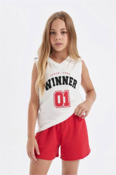 Girl Woven Labeled Shorts