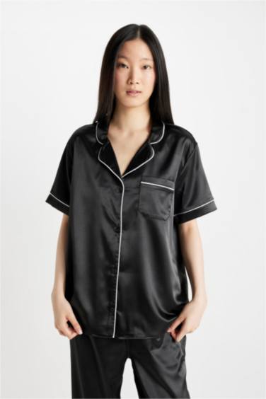 Fall in Love Short Sleeve Satin 2 Piece Pajama Set