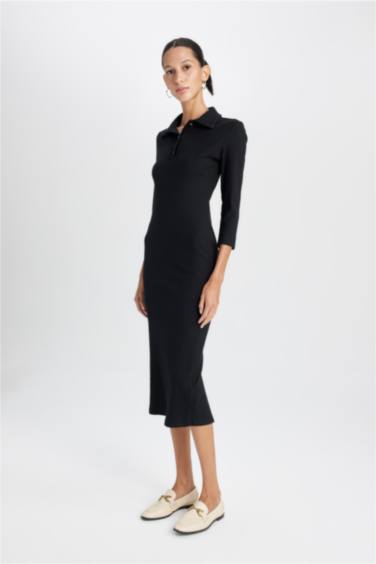 Bodycon Polo Collar Camisole Midi Dress