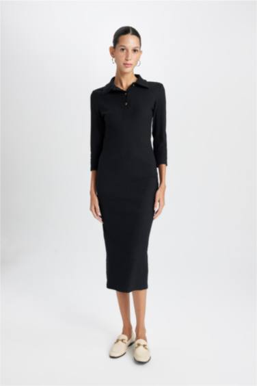 Bodycon Polo Collar Camisole Midi Dress