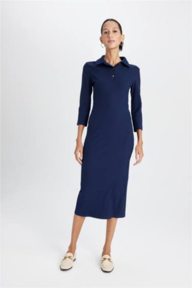 Bodycon Polo Collar Camisole Midi Dress