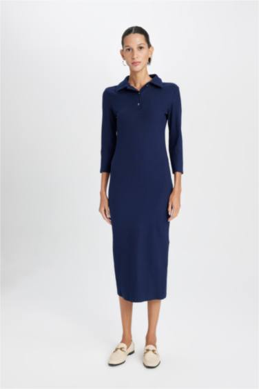 Bodycon Polo Collar Camisole Midi Dress