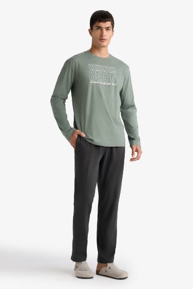 Pijama Takımı Regular Fit Baskılı Uzun Kollu Üst Uzun Alt