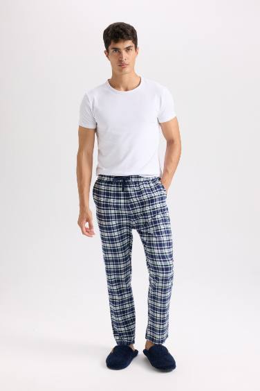 Regular Fit Checkered Straight Leg Pocketed Long Pajama Pants