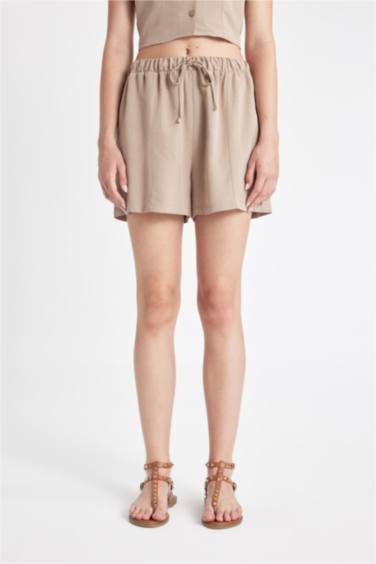 Regular Fit Normal Waist Linen Blend Shorts