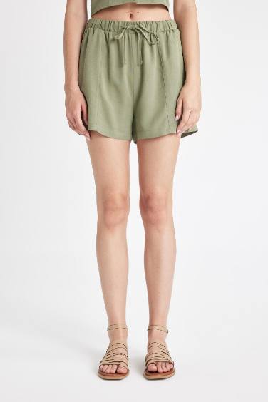 Regular Fit Normal Waist Linen Blend Shorts