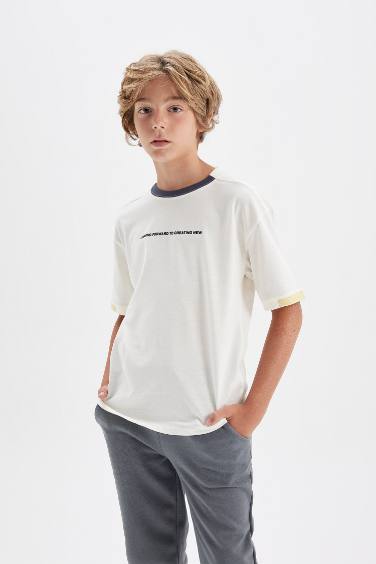 Boy Oversize Fit Crew Neck Printed School T-Shirt