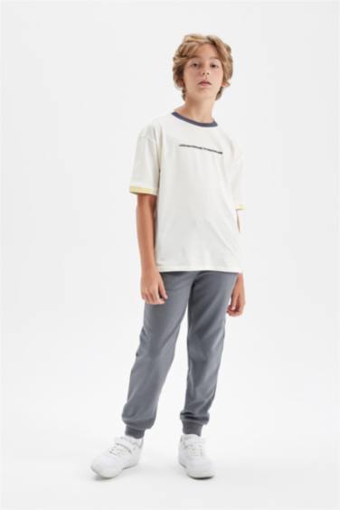 Boy Oversize Fit Crew Neck Printed School T-Shirt