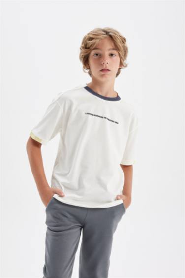 Boy Oversize Fit Crew Neck Printed School T-Shirt