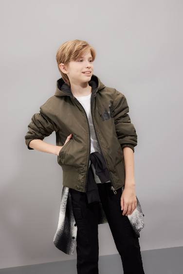 Boy Hooded Two Sided Puffer Jacket