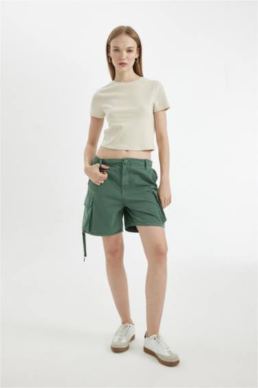 Regular Fit Regular Waist Gabardine Shorts
