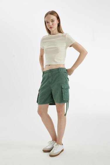 Regular Fit Regular Waist Gabardine Shorts