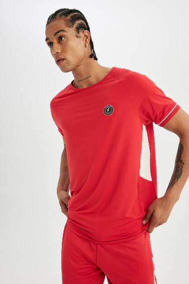 DeFactoFit Standard Fit Crew Neck Printed Heavy Fabric Sports T-Shirt