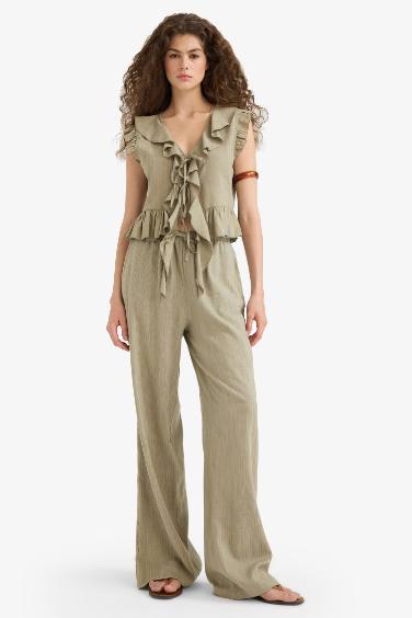 Wide Leg Çift Cepli Normal Bel Standart Boy Pantolon