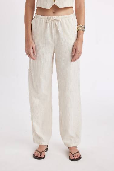 Wide Leg Normal Waist Standard Linen Blend Trousers