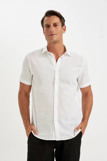 Regular Fit Polo Collar Cotton Short Sleeve Shirt