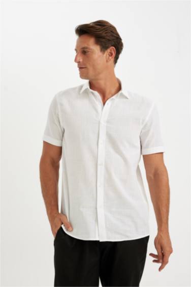 قميص نص كم قطن قصة عادية بياقة بولو