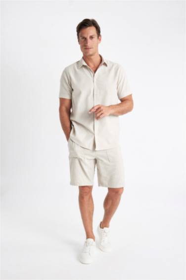 Regular Fit Polo Collar Cotton Short Sleeve Shirt