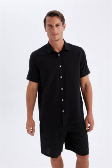 Regular Fit Polo Collar Cotton Short Sleeve Shirt
