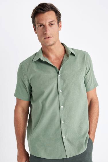 Regular Fit Polo Collar Cotton Short Sleeve Shirt