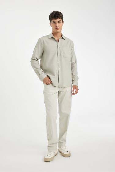 قميص بولو قطن كم طويل قصة عادية