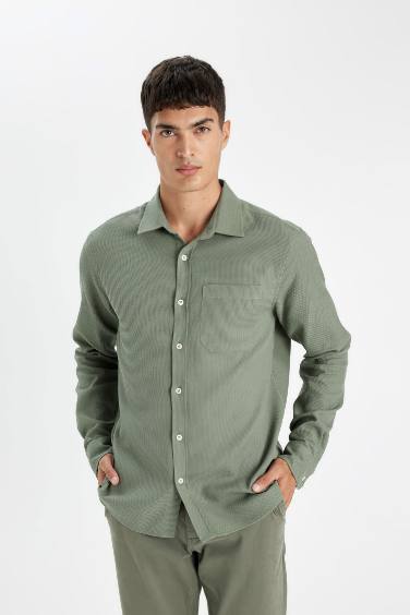 Regular Fit Basic Cotton Long Sleeve Shirt