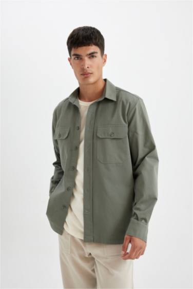 قميص بولو قطن كم طويل قصة عادية