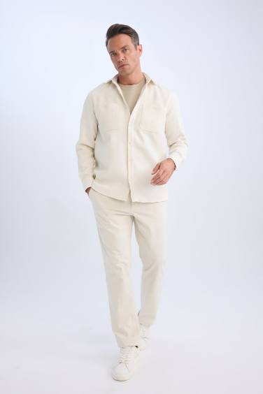 قميص فلانيل قصة مريحة بياخة بولو