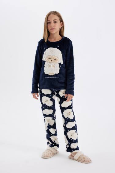 Ensemble de pyjama en peluche: Haut à manches longues et Pantalon à coupe régulière pour fille