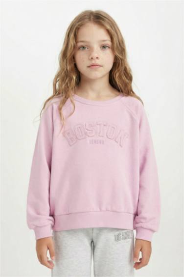 Girl Oversize Fit Slogan Printed Sweatshirt