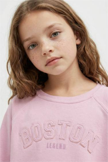 Girl Oversize Fit Slogan Printed Sweatshirt