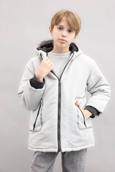 Boy Hooded Water Repellent Fleece Lined Coat